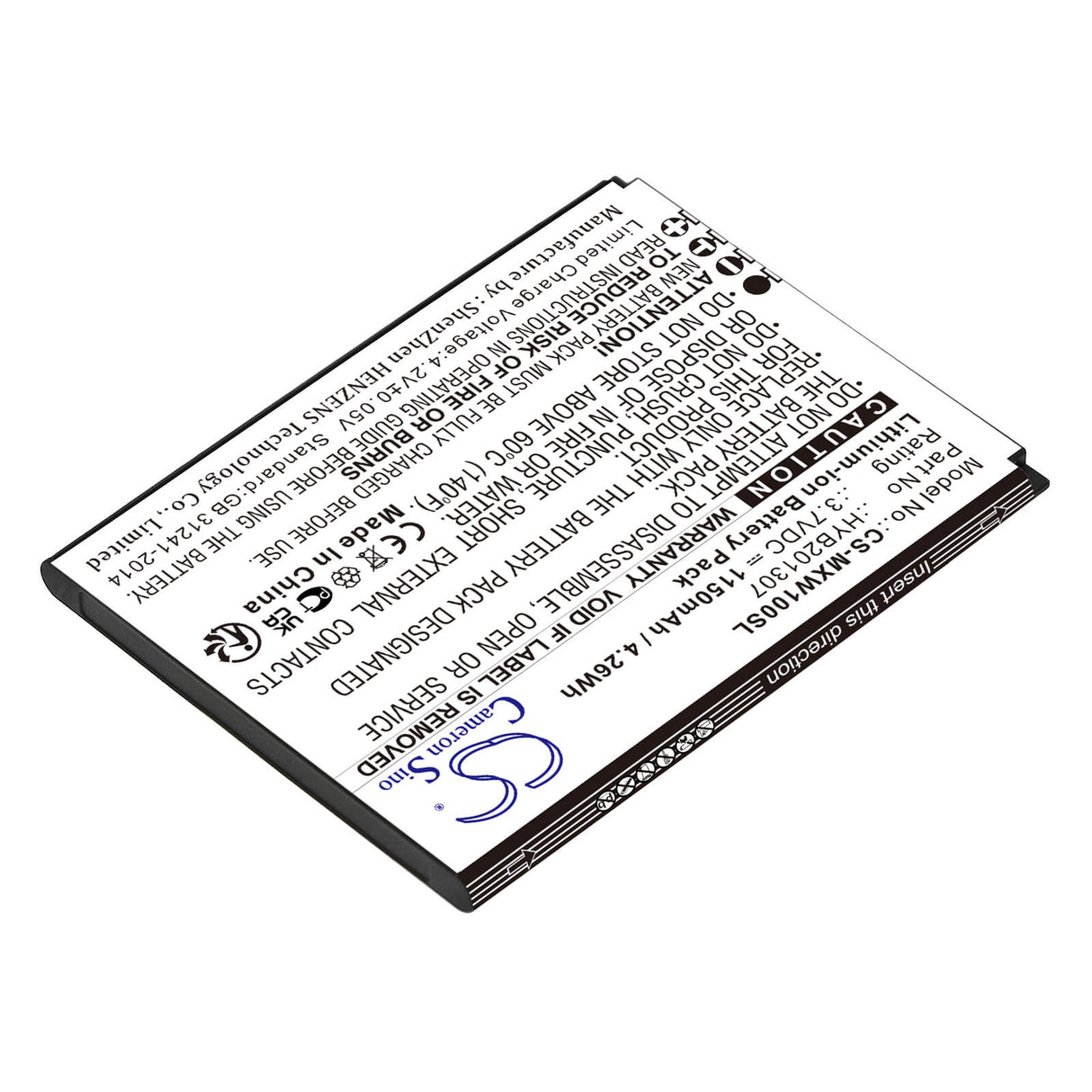 3,7V, Li-ion, 1150mAh, batterie de smartphone compatible avec Umx, Budget Mobile, Hyb201307, Mxw1, 4,26Wh Mobile, Smartphone Cameron Sino Technology Limited (Smartphone)