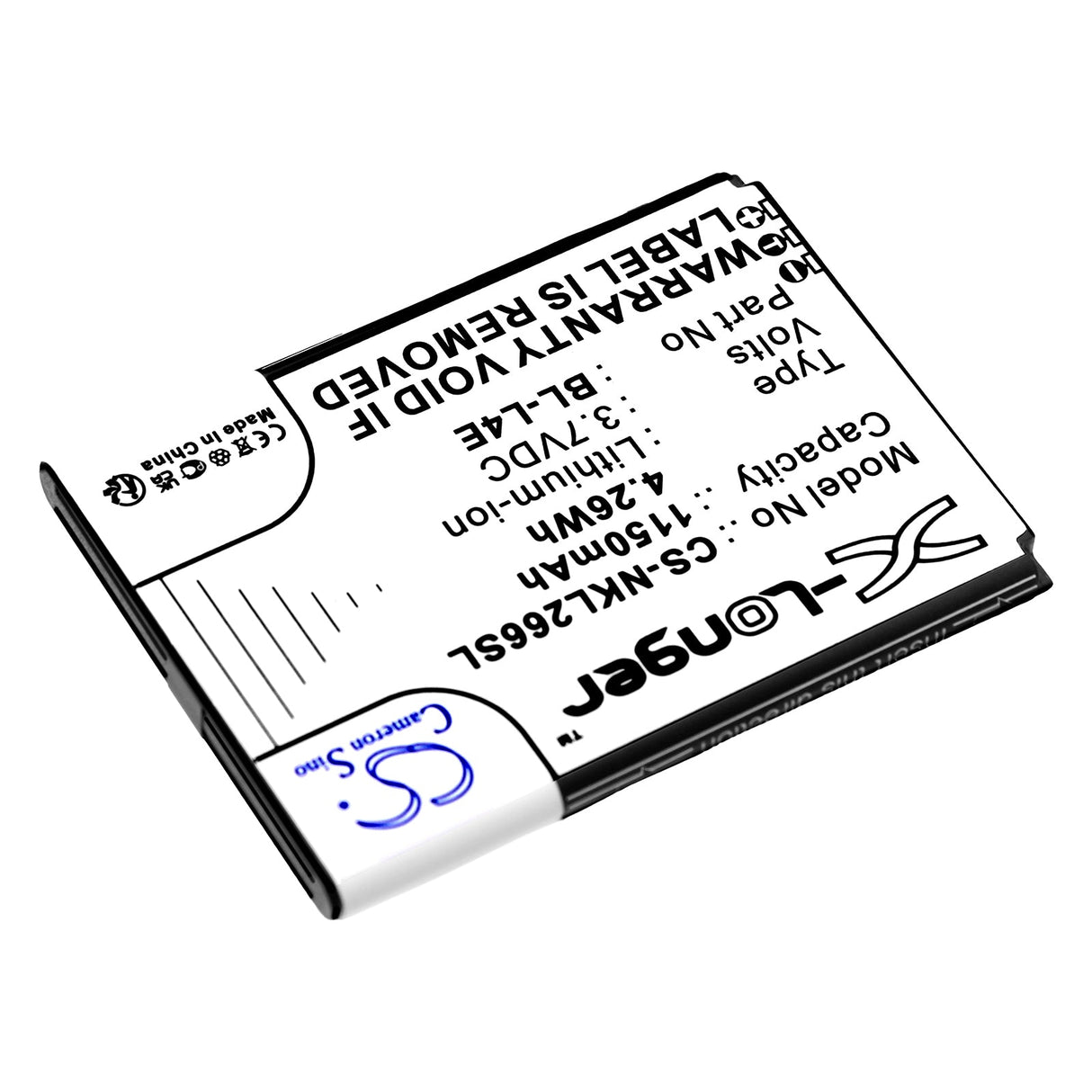3.7V, Li-ion, 1150mAh, SmartPhone battery fits Nokia, Bl-l4e, 2660 Flip 4g, 4.26Wh Mobile, SmartPhone Cameron Sino Technology Limited (Smartphone)