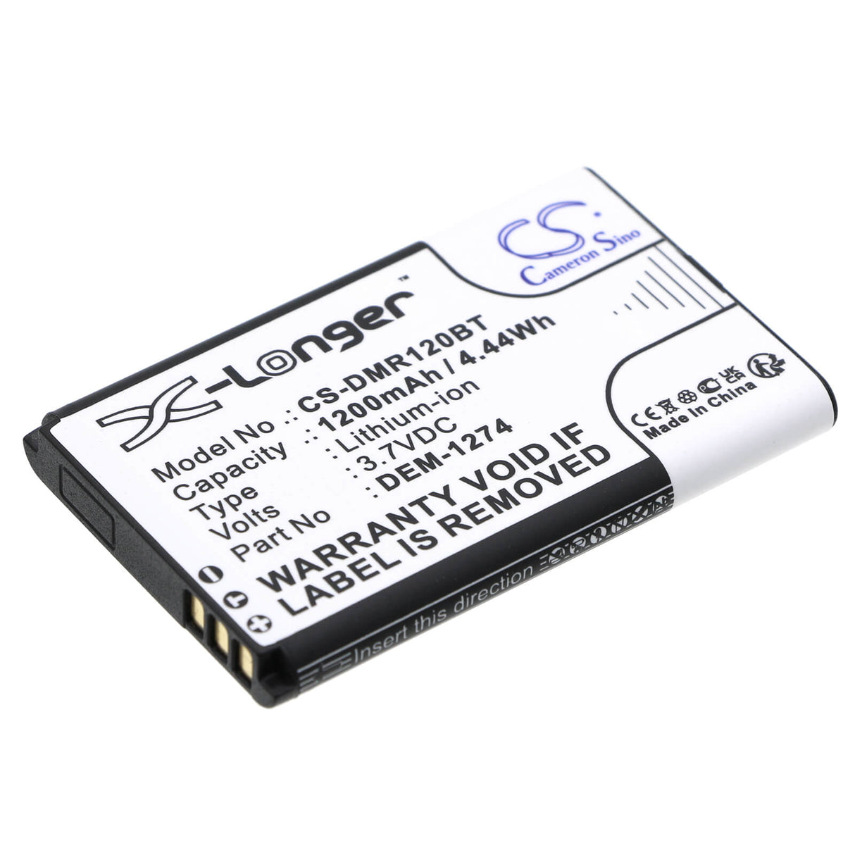 3.7v, Li-ion, 1200mah, Alarm Battery Fits Dem, K32rf, Par-120, 4.44wh Alarm System Cameron Sino Technology Limited