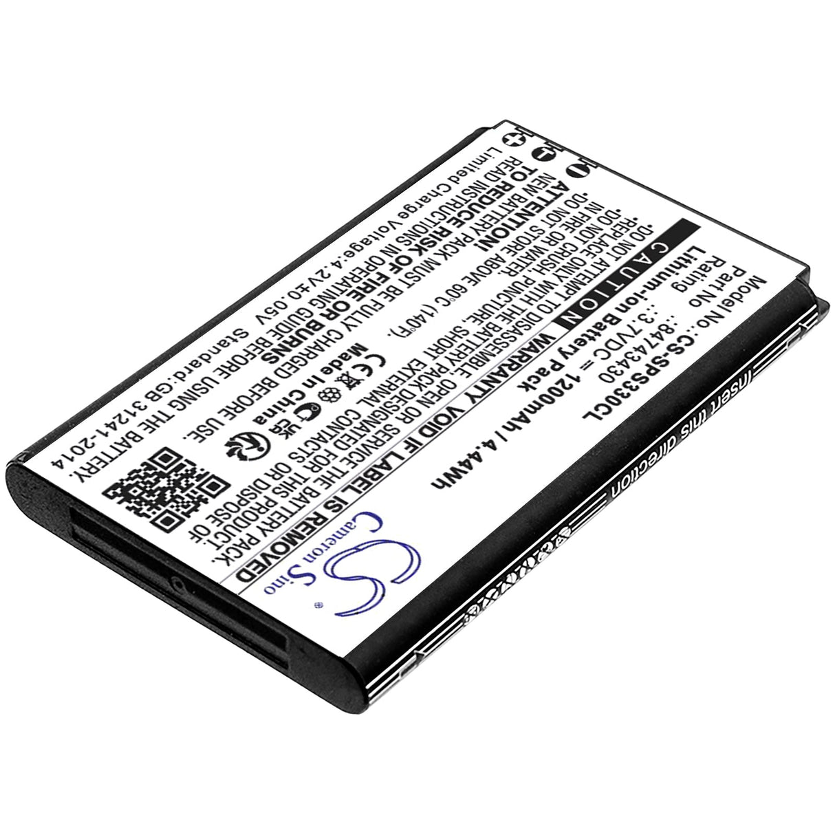 3,7V, Li-ion, 1200mAh, Batterie de téléphone sans fil compatible avec Spectralink, 84743430, S33, S33 Dect, 4,44Wh Téléphone sans fil Cameron Sino Technology Limited (Téléphone sans fil)