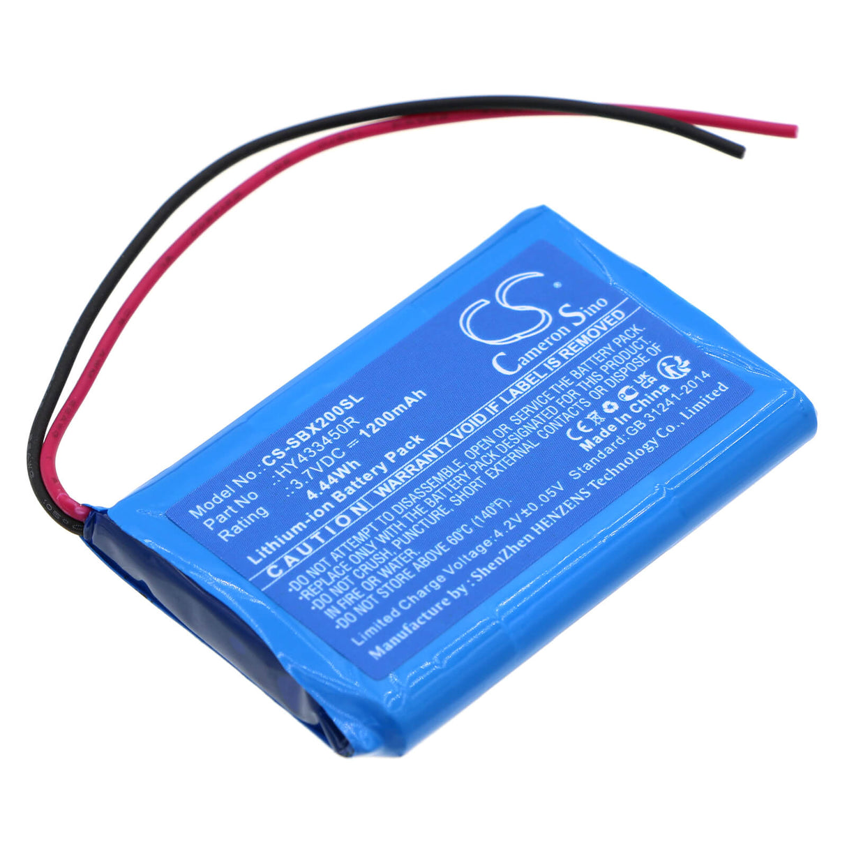 3.7V, Li-ion, 1200mAh, Batterie de haut-parleur compatible avec Swisstone, Bx200, 4.44Wh Haut-parleur Cameron Sino Technology Limited