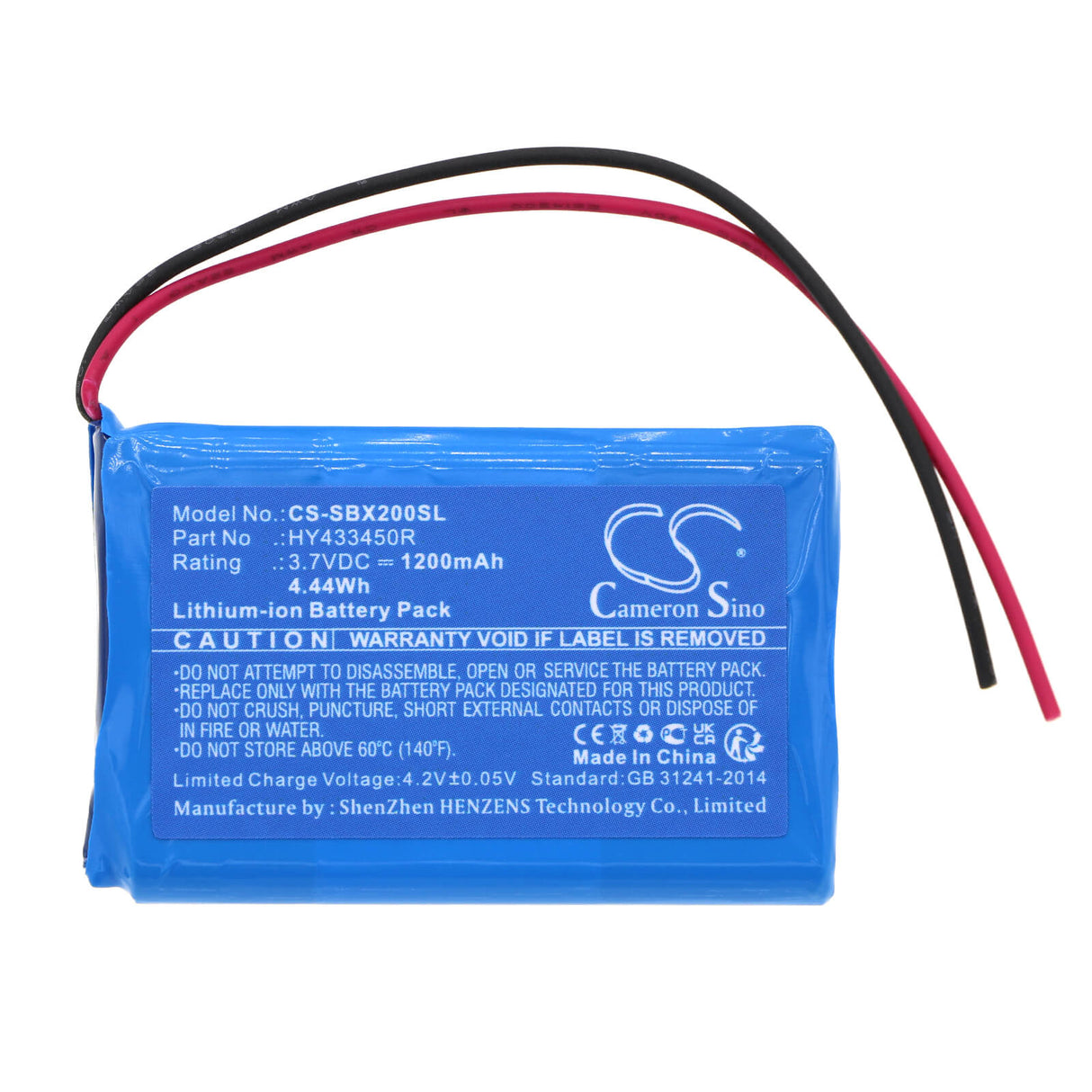 3.7V, Li-ion, 1200mAh, Batterie de haut-parleur compatible avec Swisstone, Bx200, 4.44Wh Haut-parleur Cameron Sino Technology Limited