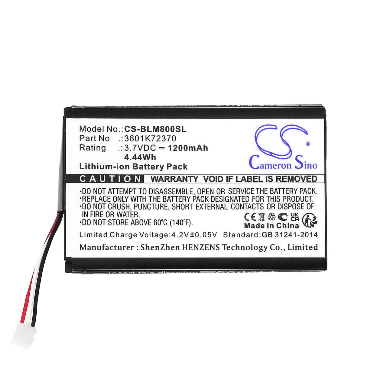 3.7V, Li-ion, 1200mAh distance measuring tool battery fits Bosch, GLM 100, GLM80, 4.44Wh Equipment, Survey, Test Cameron Sino Technology Limited