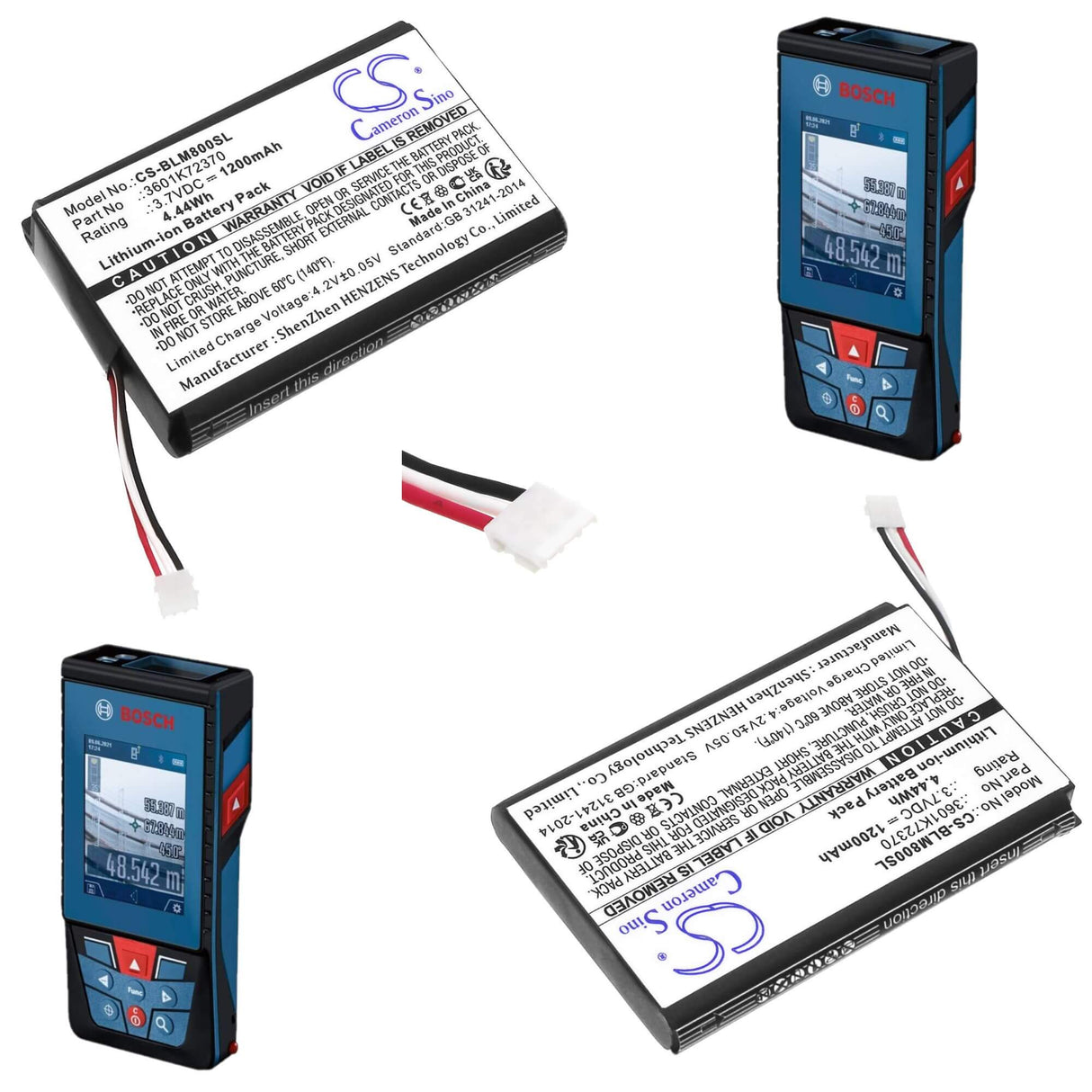 3.7V, Li-ion, 1200mAh distance measuring tool battery fits Bosch, GLM 100, GLM80, 4.44Wh Equipment, Survey, Test Cameron Sino Technology Limited
