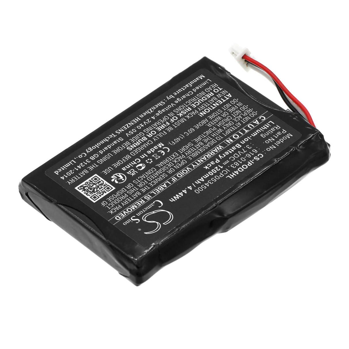 3.7V, Li-ion, 1200mAh, Media Player battery fits Apple, 616-0183, Ipod 4th Generatio, Ipod Photo, 4.44Wh Media Player Cameron Sino Technology Limited