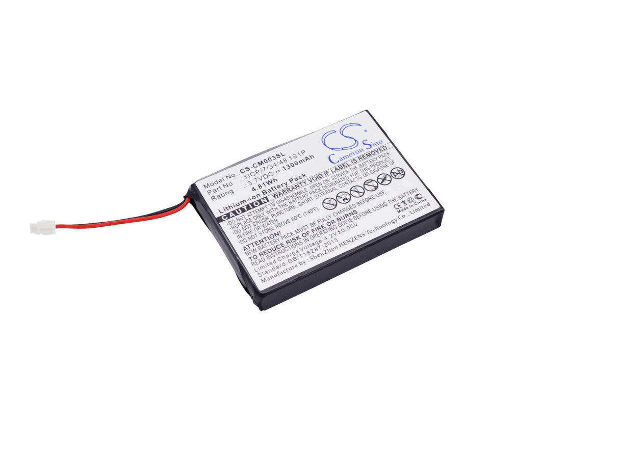 3,7V, Li-ion, 1300mAh, batterie compatible avec Custom Battery Pack, 1icp/7/34/48 1s1p, 4,81Wh Battery Pack Cameron Sino Technology Limited