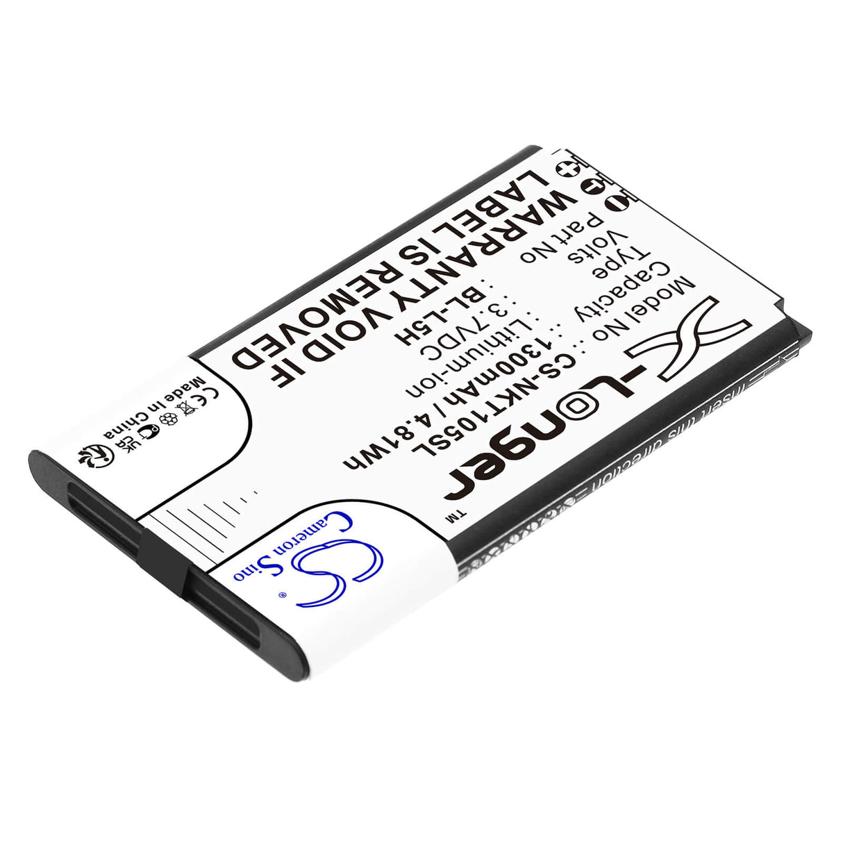 3.7V, Li-ion, 1300mAh, SmartPhone battery fits Nokia, Bl-l5h, 105 2023, 105 4g, 4.81Wh Mobile, SmartPhone Cameron Sino Technology Limited (Smartphone)