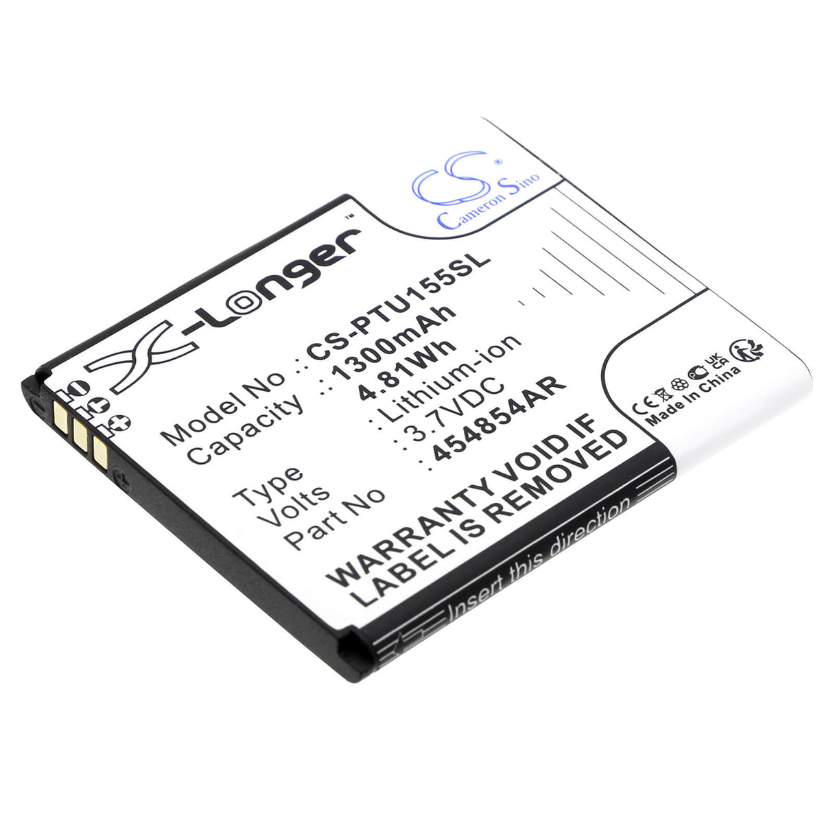 3.7V, Li-ion, 1300mAh, SmartPhone battery fits Panasonic, 454854ar, Kx-tu150, Kx-tu150exr, 4.81Wh Mobile, SmartPhone Cameron Sino Technology Limited (Smartphone)
