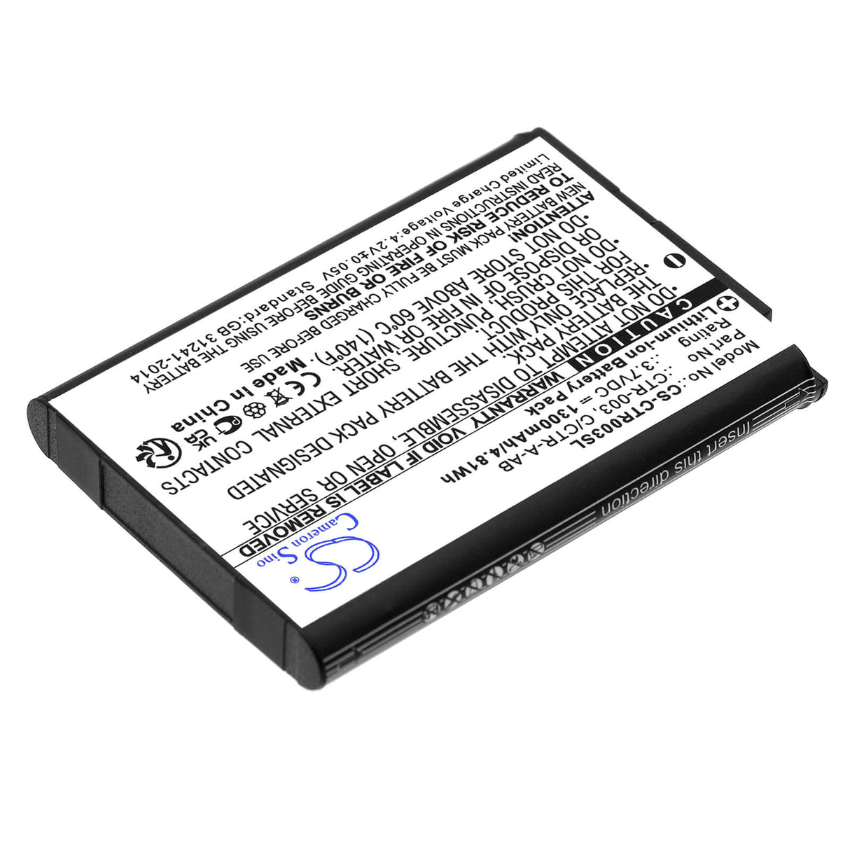 3.7V, Li-ion, 1300mAh, Game Console battery fits Nintendo, C/ctr-a-ab, 2ds Xl, 3ds, 4.81Wh Game Console Cameron Sino Technology Limited