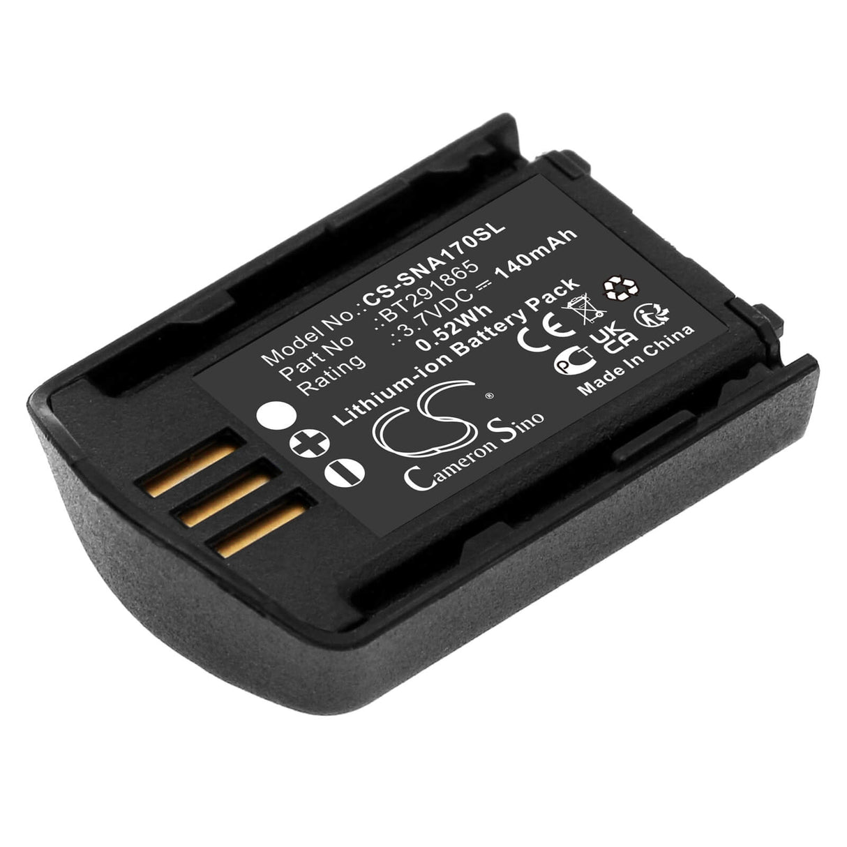 3.7V, Li-ion, 140mAh, Headset battery fits Snom, Bt291865, A170, 0.52Wh Wireless Headset Cameron Sino Technology Limited