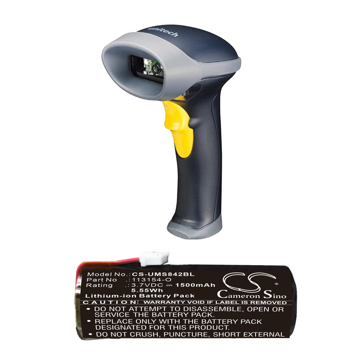 3,7V, Li-ion, 1500mAh, batterie de scanner de codes-barres compatible avec Unitech, Ht-1853, Ms840, 5,55Wh Scanner de codes-barres Cameron Sino Technology Limited