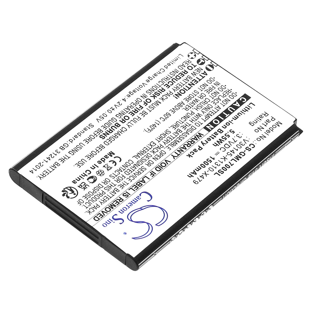 3,7V, Li-ion, 1500mAh, batterie de smartphone compatible Gigaset, V30145-k1310-x479, Gl7, 5,55Wh Mobile, Smartphone Cameron Sino Technology Limited (Smartphone)