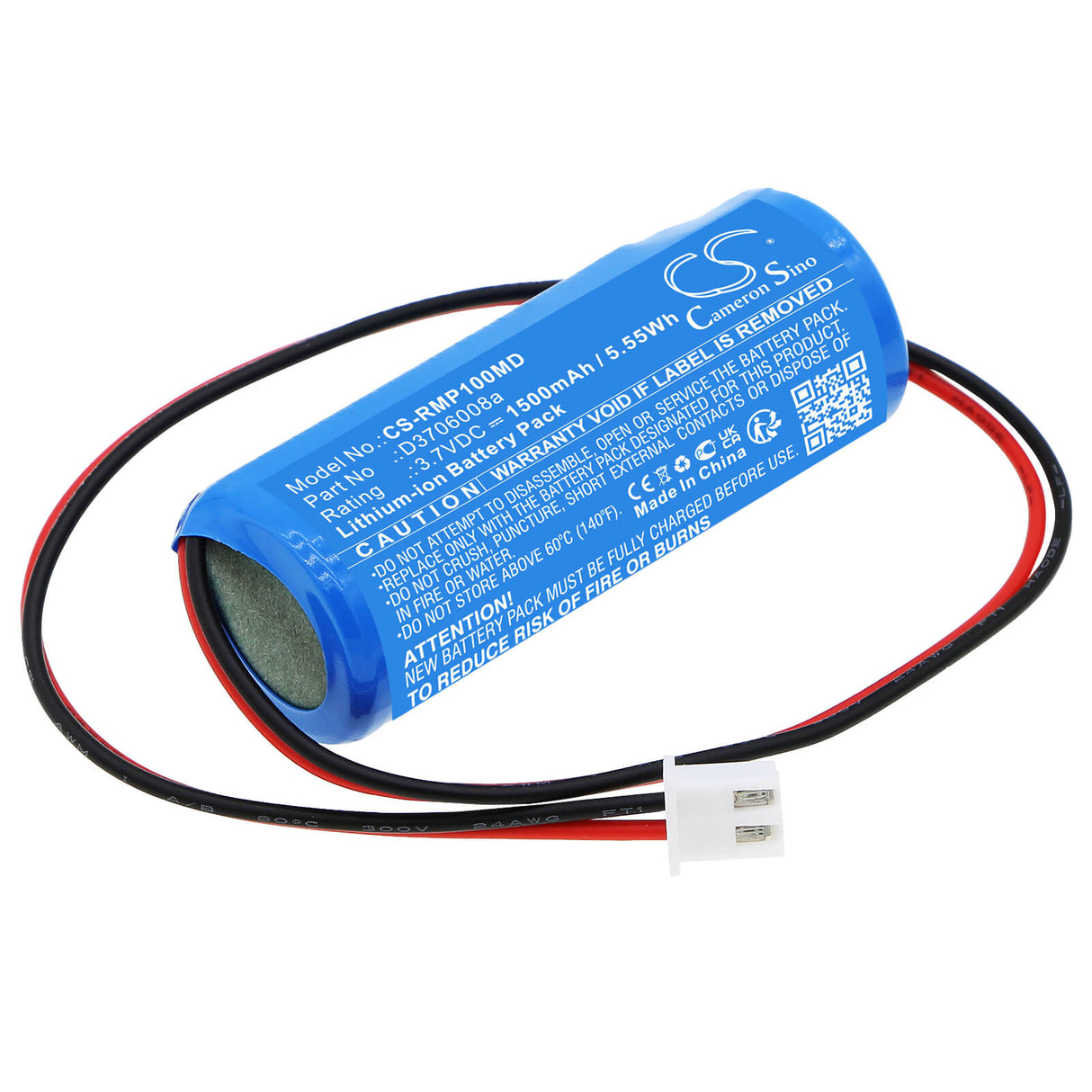 3,7V, Li-ion, 1500mAh, Batterie médicale compatible avec Revitive, Tunstall, D3706008a, Medic Plus, Medic Plus Circulation Booster, 5,55Wh Médical Cameron Sino Technology Limited (Médical)