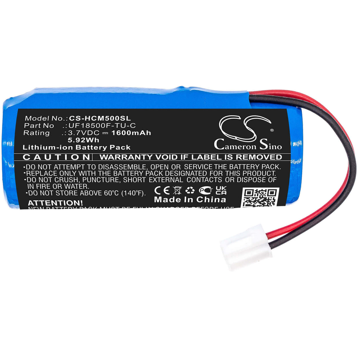 3.7V, Li-ion, 1600mAh, Batterie de soins personnels compatible avec Hitachi, Uf18500f-tu-c, Cm-n3000, Cm-n4000, 5.92Wh Soins personnels Cameron Sino Technology Limited
