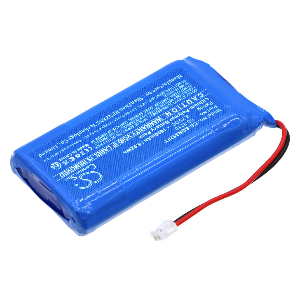 3,7V, Li-Polymère, 1600mAh, Batterie de lampe de poche compatible avec Scangrip, 3.571, 3.5404, Scangrip, 5.92Wh Lampe de poche Cameron Sino Technology Limited