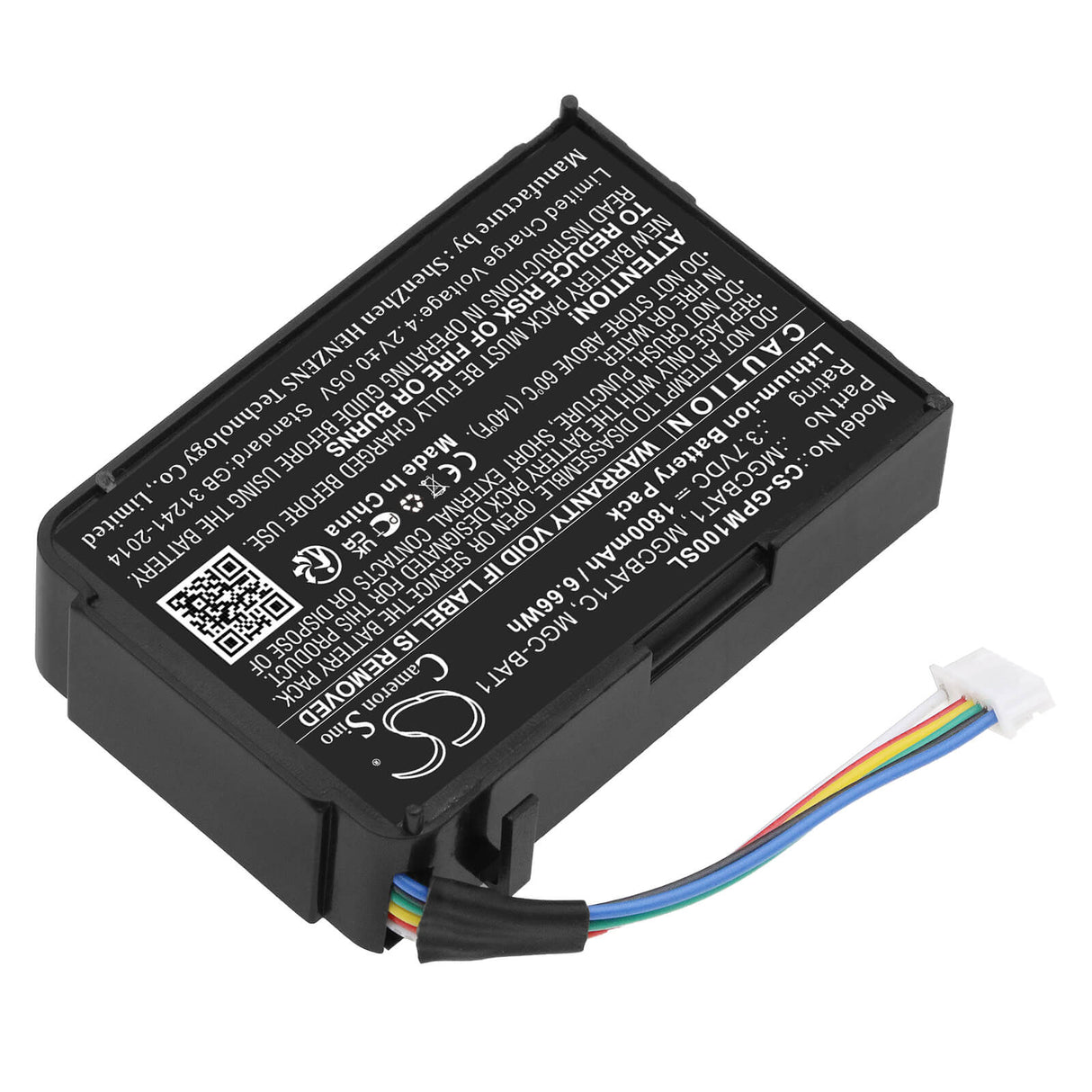3,7V, Li-ion, 1800mAh, Batterie d'équipement convient pour Gasclip, Mgcbat1, MGC, Détecteurs Mgc-pump, 6,66Wh Équipement, Enquête, Test Cameron Sino Technology Limited