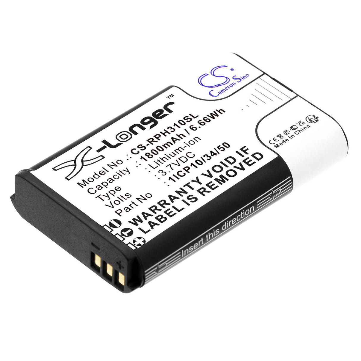 3,7V, Li-ion, 1800mAh, Batterie d'équipement compatible avec Rotronic, 1icp10/34/50, HygroPalm HP31, Hygropalm Hp32, 6.66Wh Équipement, Enquête, Test Cameron Sino Technology Limited