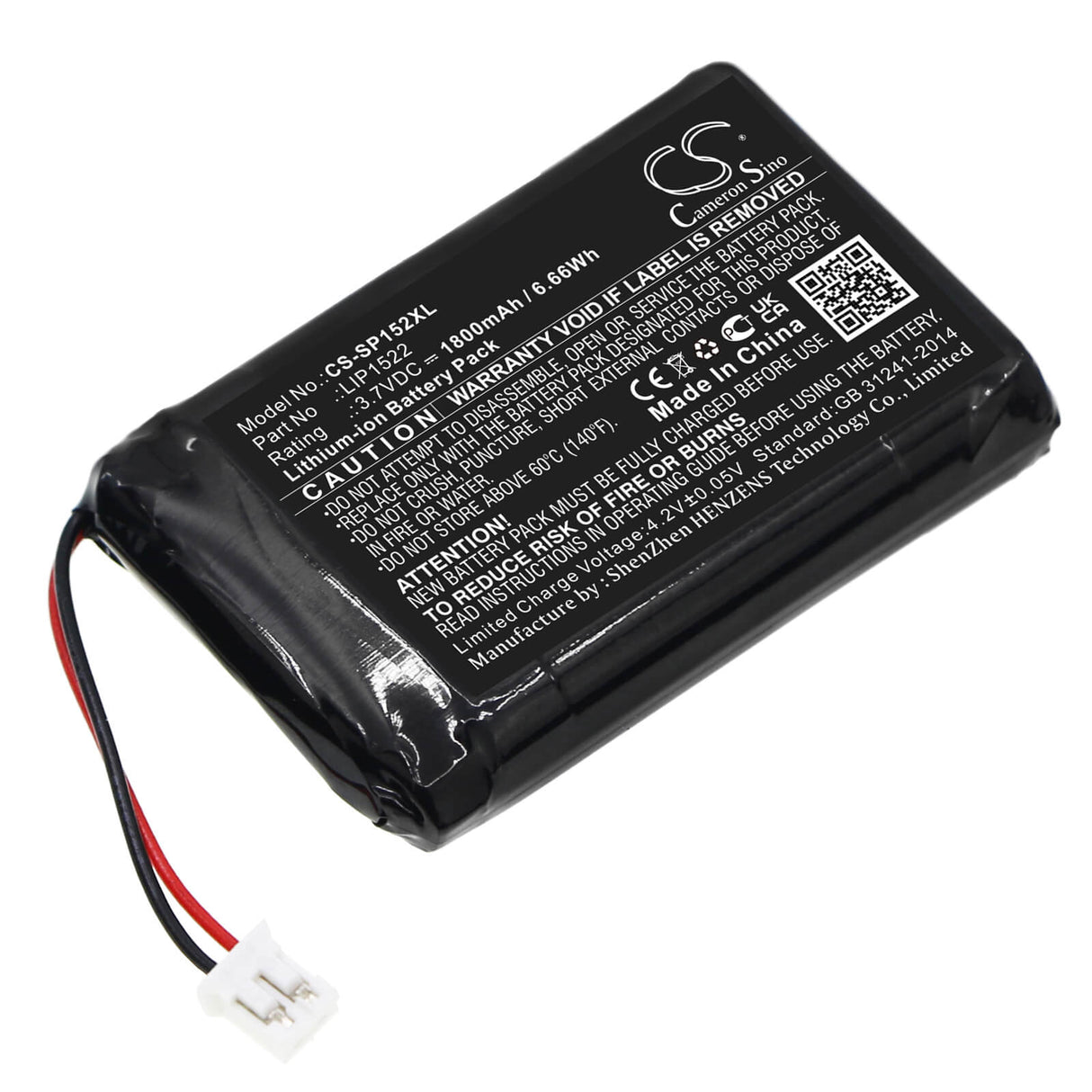 3,7V, Li-ion, 1800mAh, batterie de console de jeu adaptée à Sony, Lip1522, Cuh-zct1e, Cuh-zct1h, 6,66Wh Console de jeu Cameron Sino Technology Limited