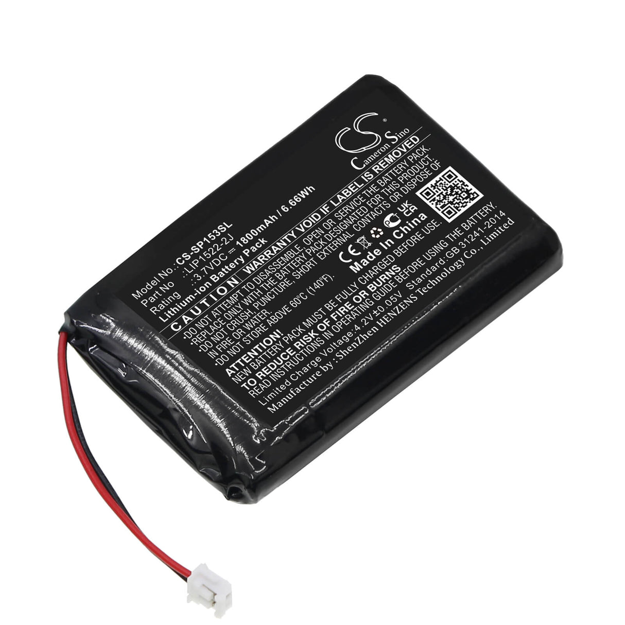 3,7V, Li-ion, 1800mAh, Batterie de console de jeu compatible avec Sony, Lip1522-2j, Cuh-zct2, Cuh-zct2h, 6,66Wh Console de jeu Cameron Sino Technology Limited