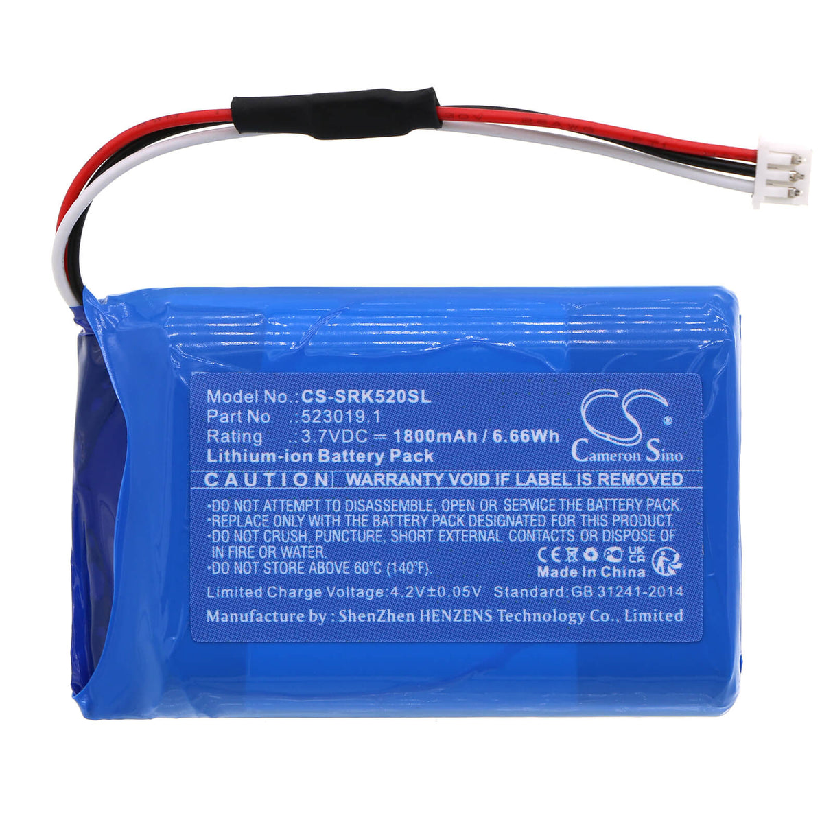 3.7V, Li-ion, 1800mAh, Batterie d'équipement compatible avec Systronik, 23019, 523019.1, 6.66Wh Équipement, Enquête, Test Cameron Sino Technology Limited