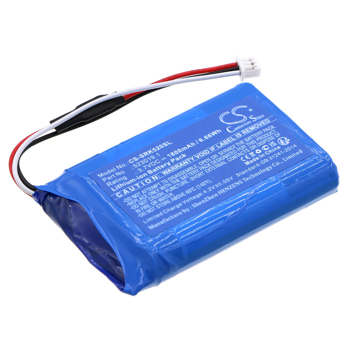 3.7V, Li-ion, 1800mAh, Batterie d'équipement compatible avec Systronik, 23019, 523019.1, 6.66Wh Équipement, Enquête, Test Cameron Sino Technology Limited