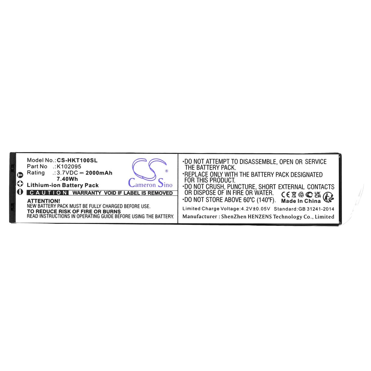 3.7V, Li-ion, 2000mAh, Camera battery fits Hook-eye, K102095, T01, Underwater Fishing Camera, 7.4Wh Camera Cameron Sino Technology Limited (Camera)