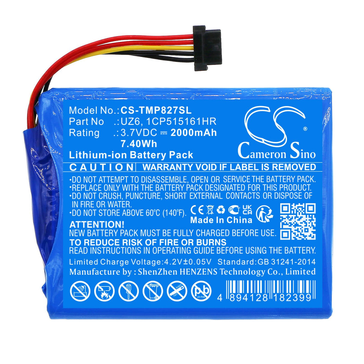 3,7V, Li-ion, 2000mAh, batterie GPS adaptée à Tomtom, 1cp515161hr, 4f173, Bridge, 7,4Wh GPS, Navigator Cameron Sino Technology Limited