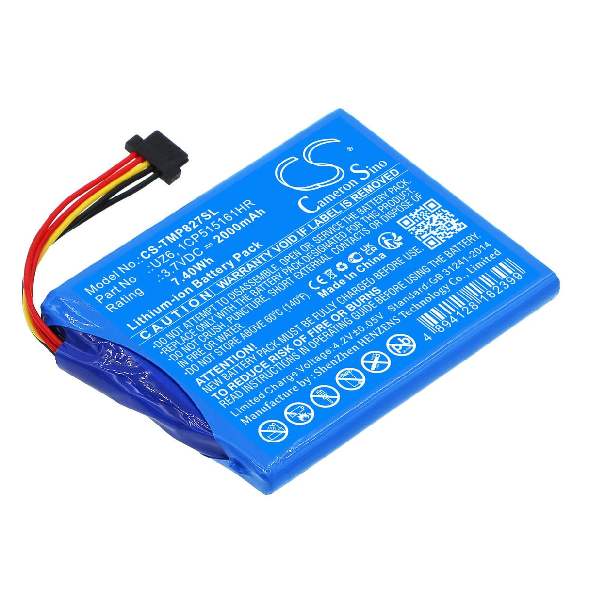 3,7V, Li-ion, 2000mAh, batterie GPS adaptée à Tomtom, 1cp515161hr, 4f173, Bridge, 7,4Wh GPS, Navigator Cameron Sino Technology Limited
