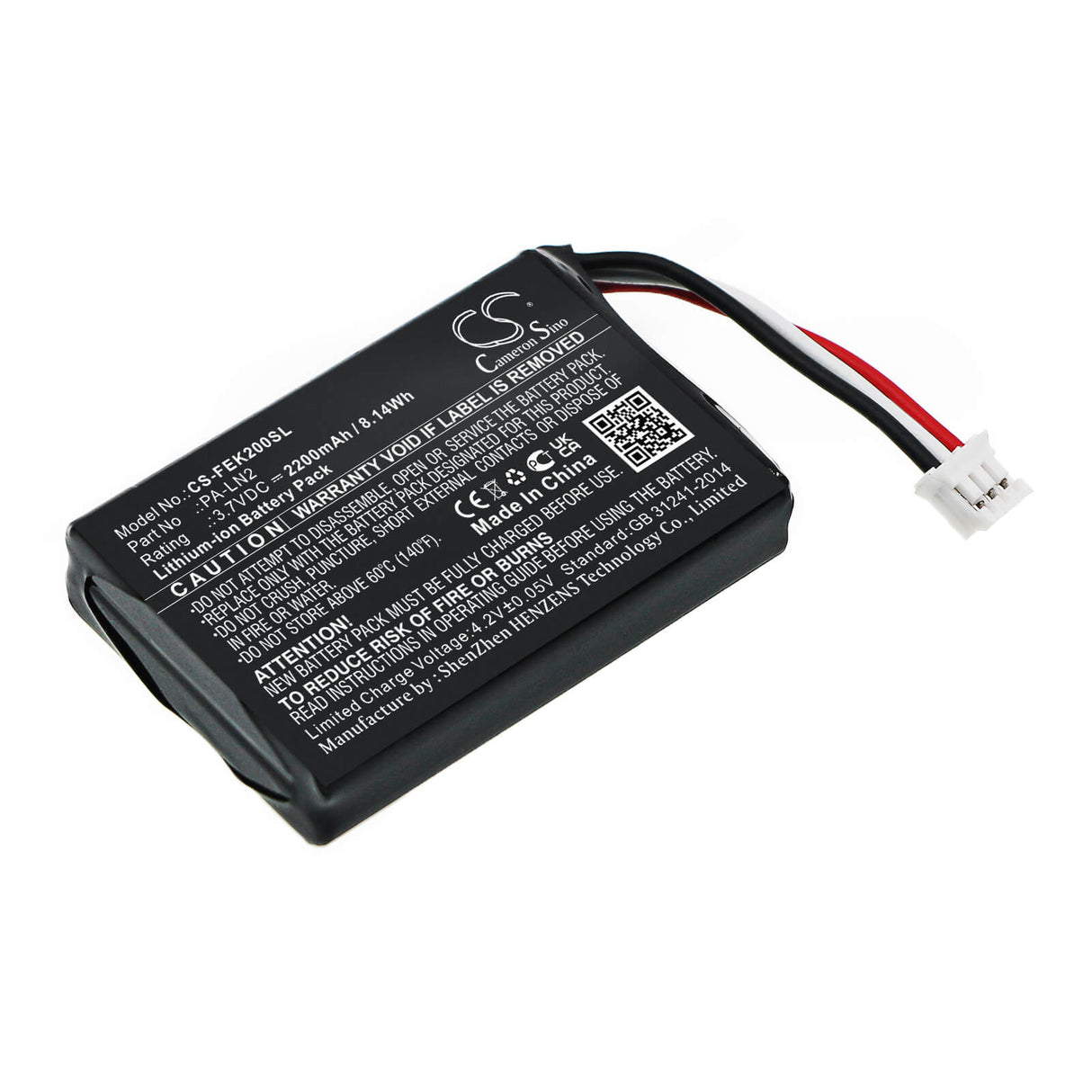 3.7V, Li-ion, 2200mAh, Pack de batterie adapté à Fey Elektronik, Pa-ln2, 8.14Wh Pack de batterie Cameron Sino Technology Limited