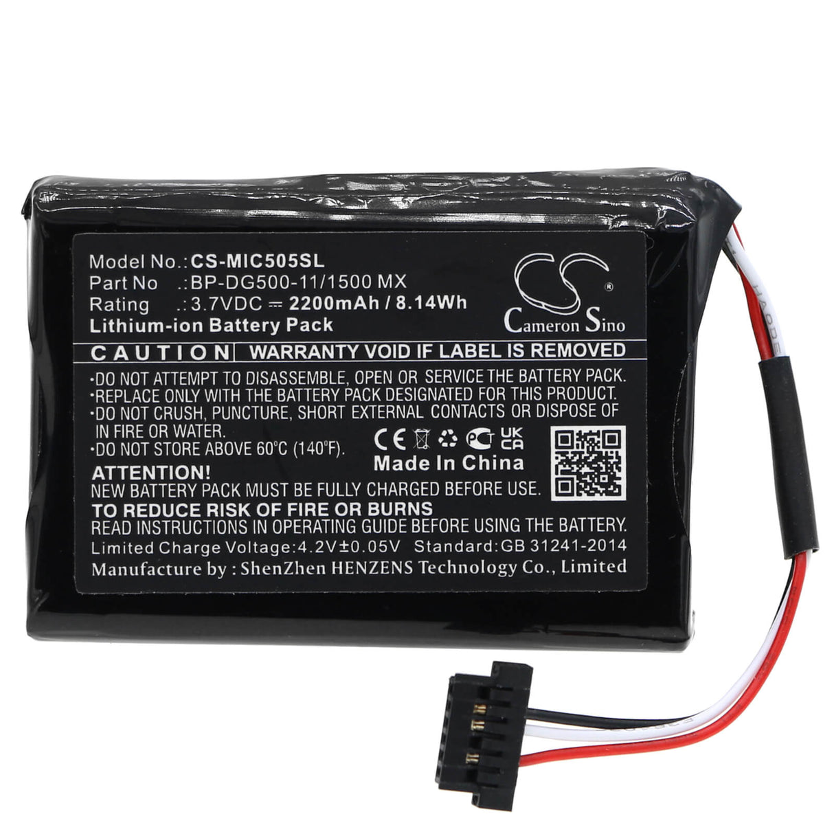 3.7v, Li-ion, 2200mah, Batterie compatible avec Magellan Cyclo 500 Hc, Cyclo 505 Hc, 8.14wh Dashcam Cameron Sino Technology Limited