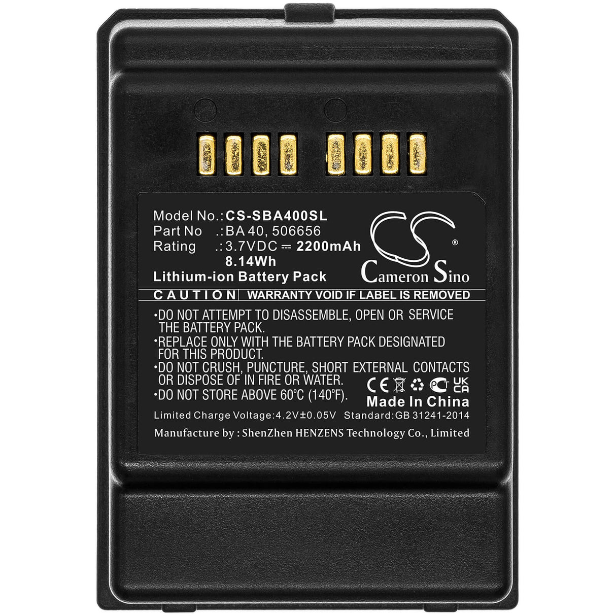 3.7V, Li-ion, 2200mAh, Headset battery fits Sennheiser, 506656, Sl 133-s Dw, Sl 133-s Dw Tablestand, 8.14Wh Wireless Headset Cameron Sino Technology Limited