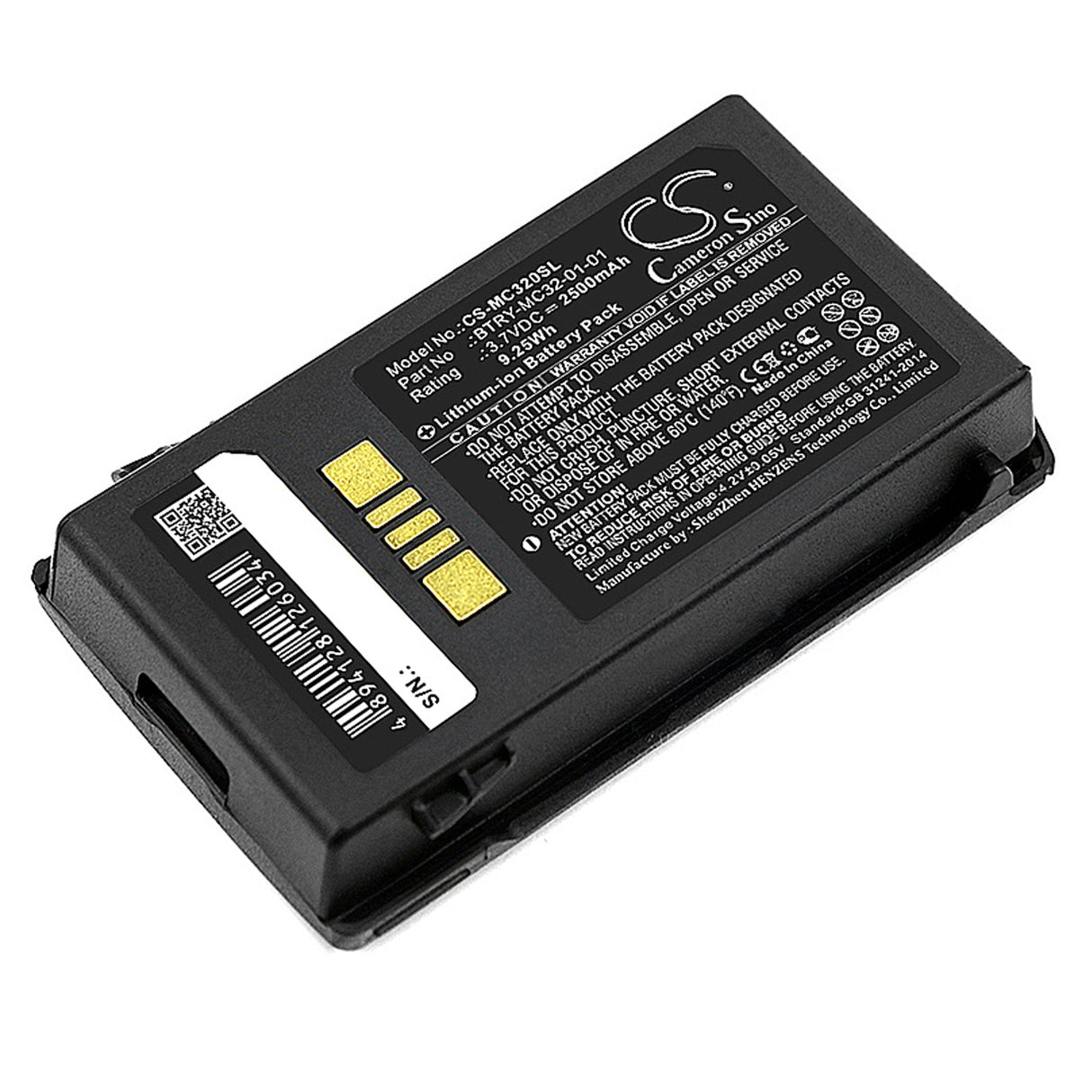 3.7V, Li-ion, 2500mAh, batterie de scanner de codes-barres compatible avec Motorola, Mc3200, Mc32n0, 9.25Wh Scanner de codes-barres Cameron Sino Technology Limited