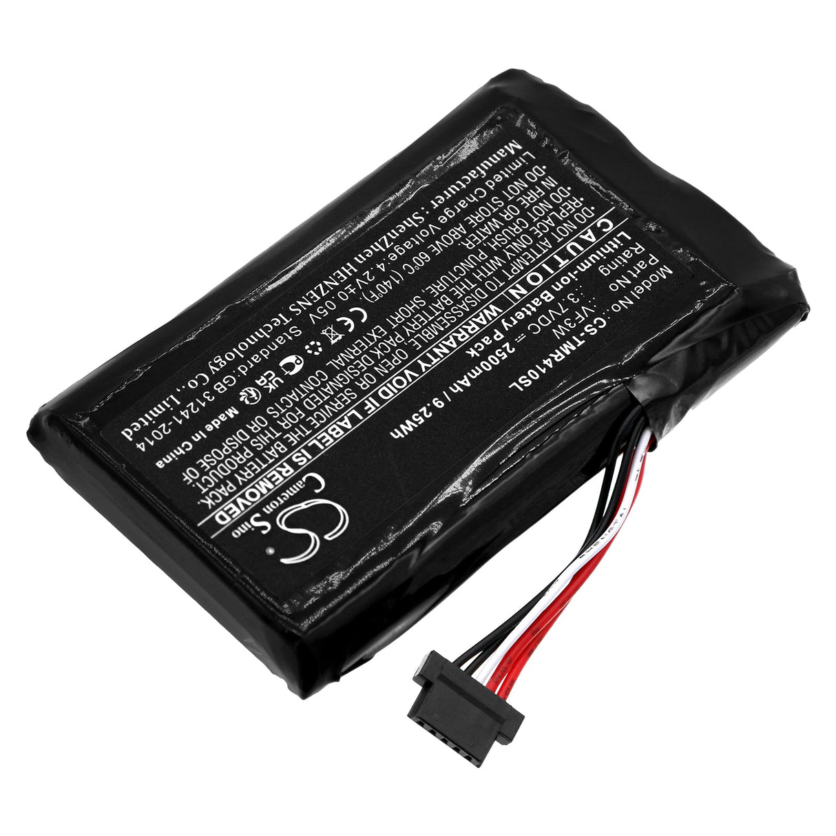 3,7V, Li-ion, 2500mAh, batterie GPS compatible avec Tomtom, Lha11133000, 4ge40, Great Rides Edition, 9,25Wh GPS, Navigator Cameron Sino Technology Limited