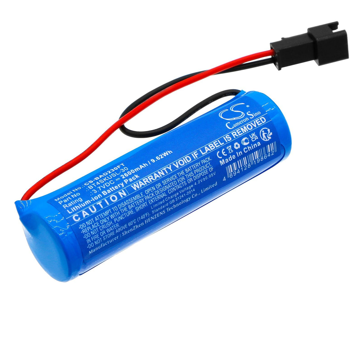 3.7V, Li-ion, 2600mAh, Solar Battery Battery fits Bizlander, 2w30led, Bt4skusl-30, 9.62Wh Solar Battery Cameron Sino Technology Limited