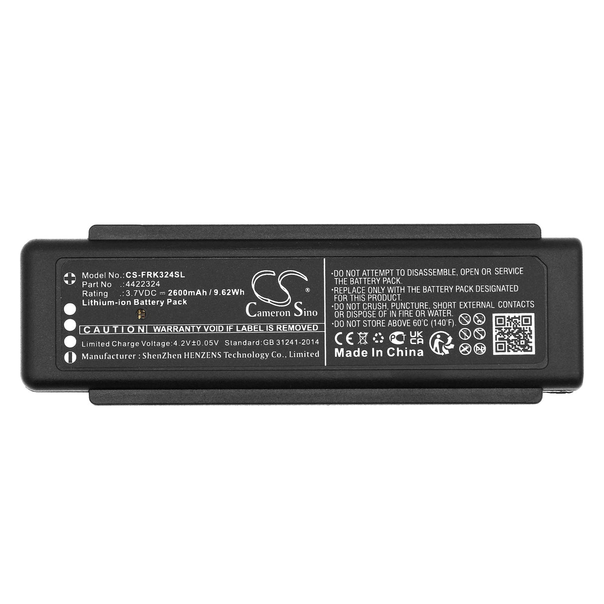 3.7V, Li-ion, 2600mAh, Equipment Battery fits Fluke, Raytek Raynger 3i Plus, 9.62Wh Equipment, Survey, Test Cameron Sino Technology Limited