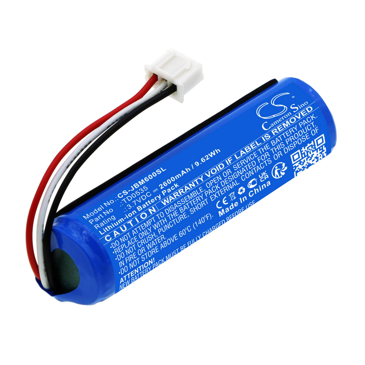 3.7V, Li-ion, 2600mAh, Batterie de microphone compatible avec Jbl, Td0535, Kmc 600, 9.62Wh Microphone Cameron Sino Technology Limited