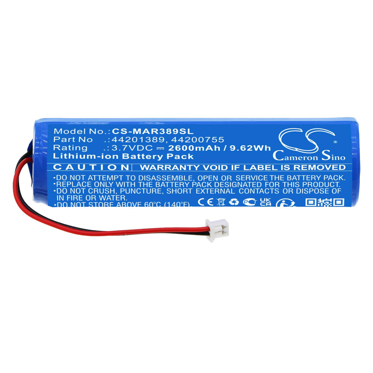 3,7V, Li-ion, 2600mAh, batterie GPS compatible avec Mares, 44200755, Genius Air, Icon Genius, 9,62Wh GPS, Navigator Cameron Sino Technology Limited