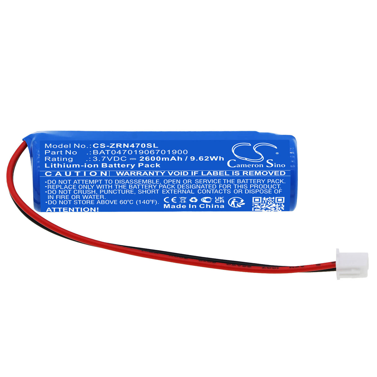 3.7V, Li-ion, 2600mAh, Led Desk Lamp battery fits Sigor, Zafferano, Bat04701906701900, Nudrop, 9.62Wh Portable Led Desk Lamp Cameron Sino Technology Limited