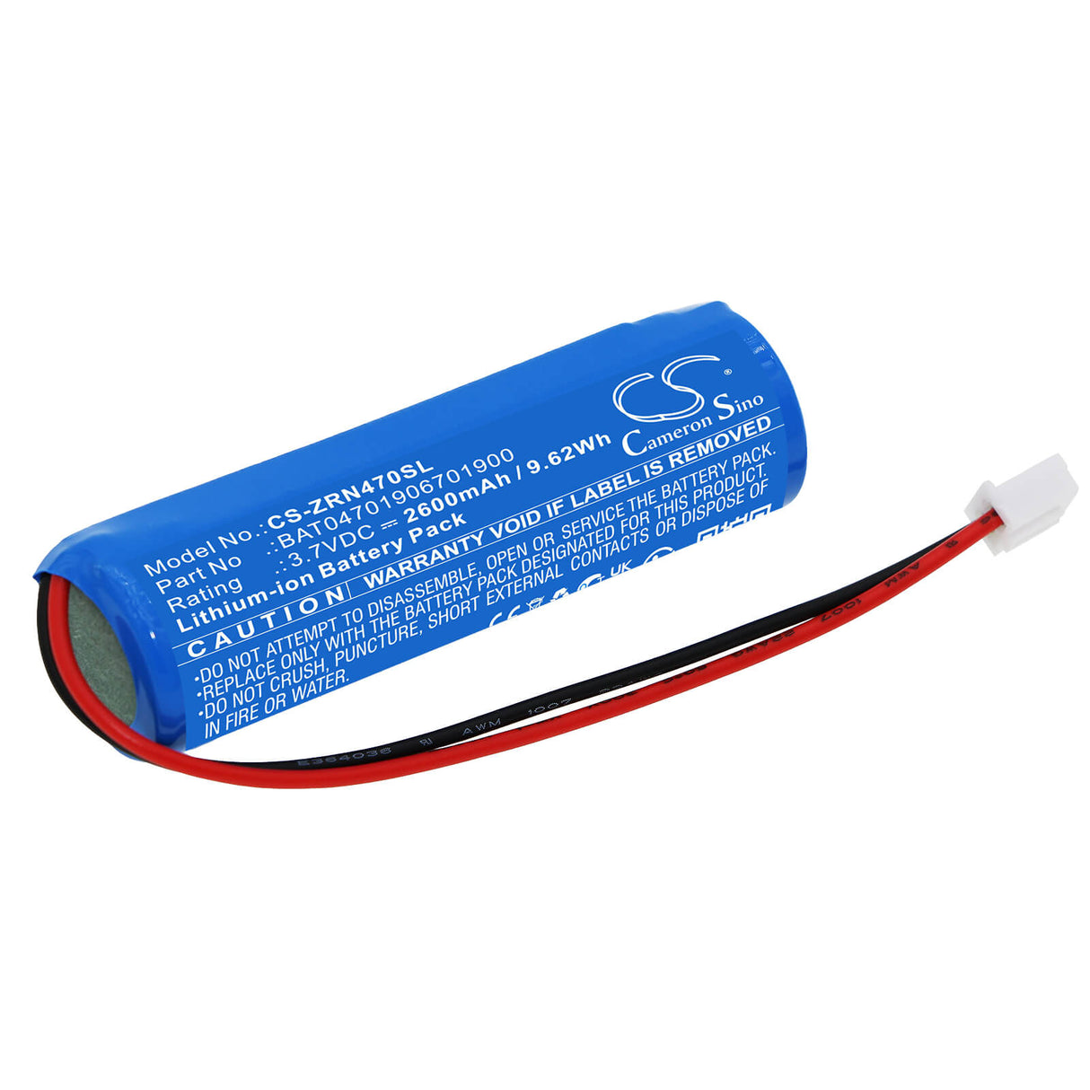 3.7V, Li-ion, 2600mAh, Led Desk Lamp battery fits Sigor, Zafferano, Bat04701906701900, Nudrop, 9.62Wh Portable Led Desk Lamp Cameron Sino Technology Limited