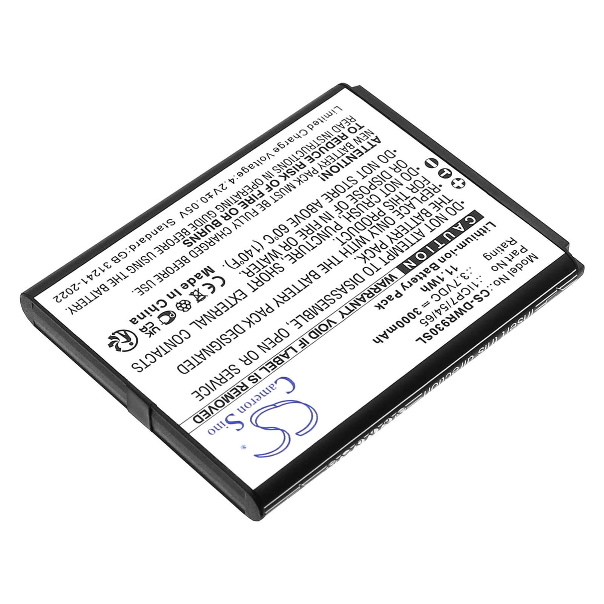 3.7V, Li-ion, 3000mAh, Hotspot battery fits D-link, Dwr-930m, 11.1Wh Hotspot Cameron Sino Technology Limited