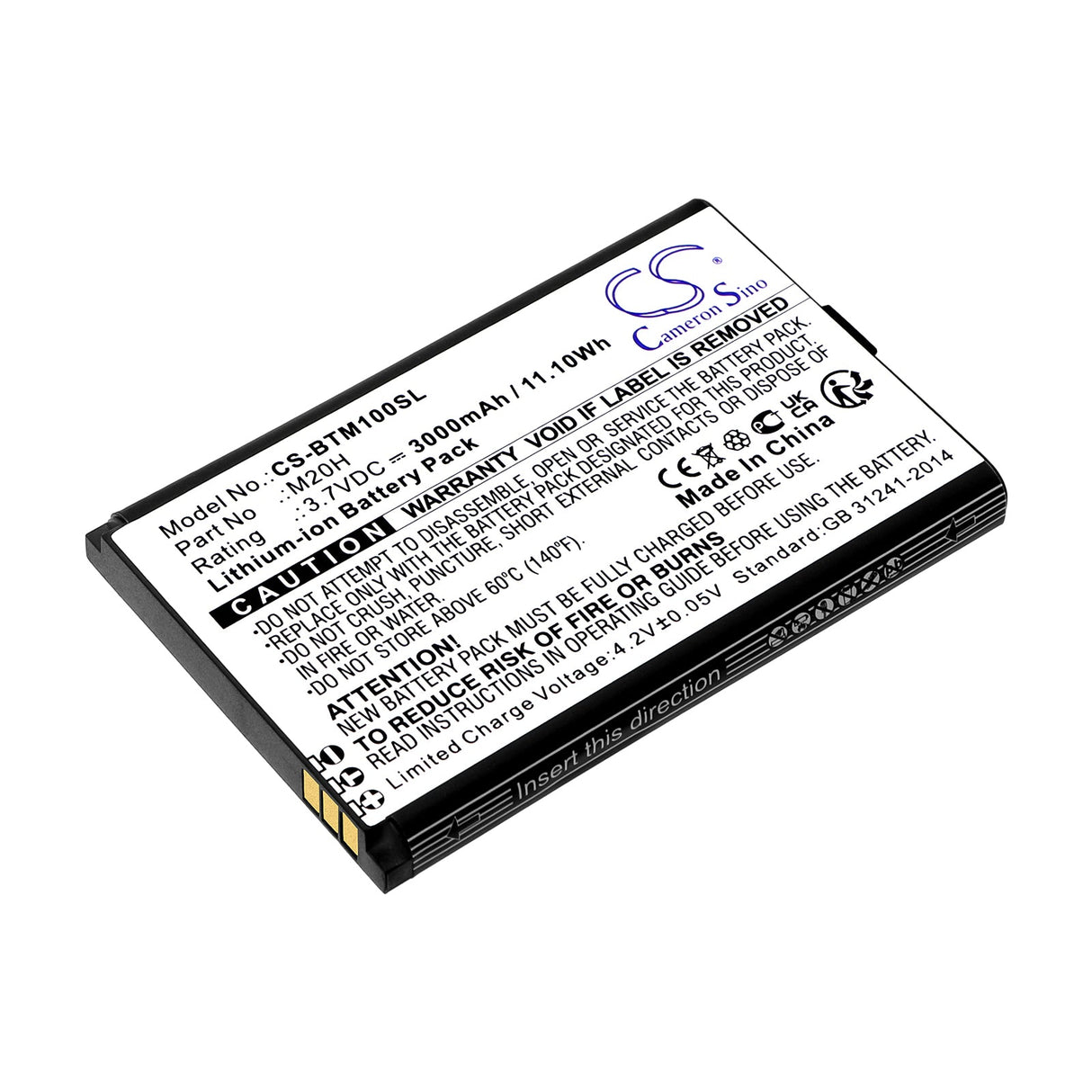 3.7V, Li-ion, 3000mAh, Hotspot battery fits Smrat Pro, Benteng, M20h, M100, 11.10Wh Hotspot Cameron Sino Technology Limited