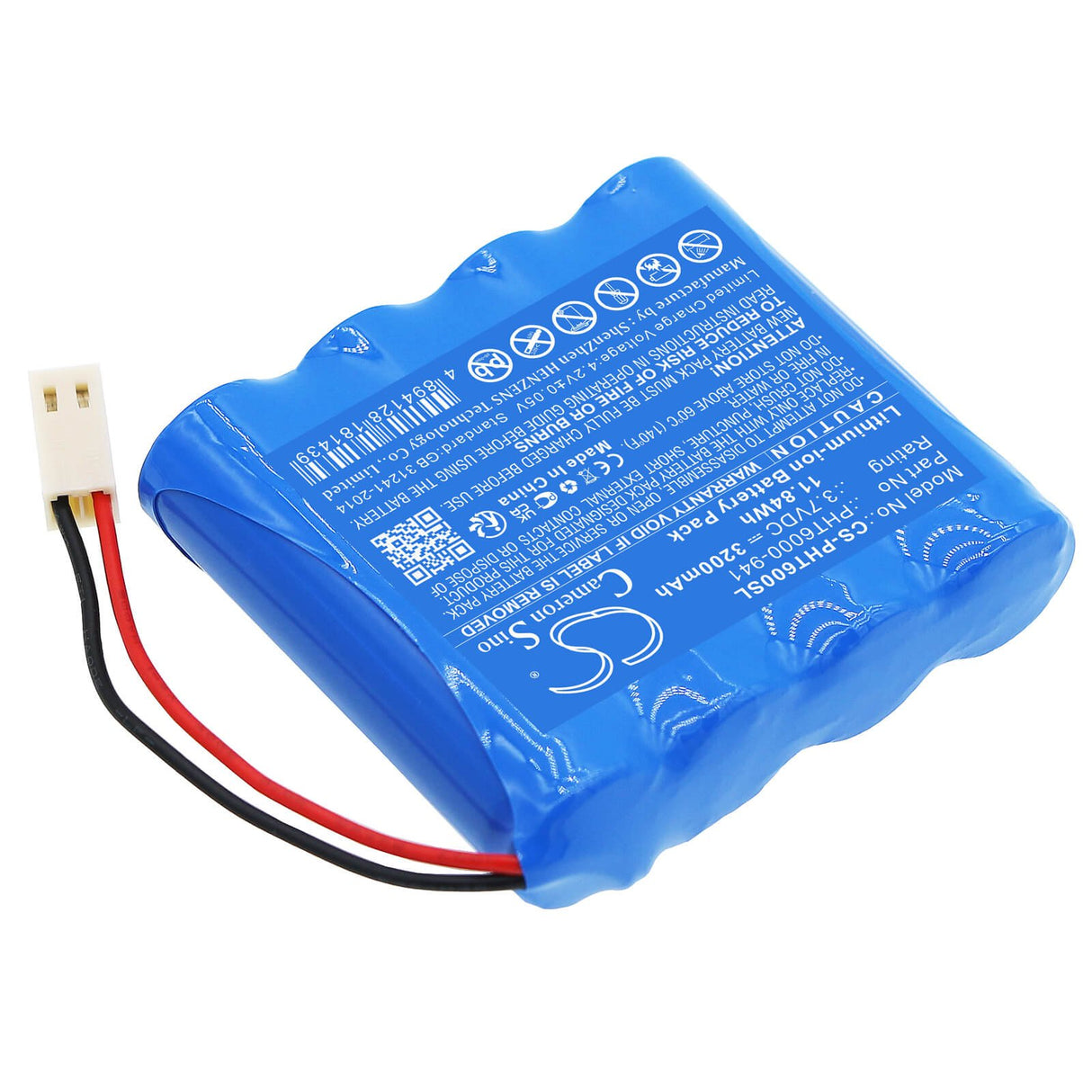 3,7V, Li-ion, 3200mAh, Batterie d'équipement compatible avec Phase, Pht6000-941, Phase II, Pht6000, 11,84Wh Équipement, Enquête, Test Cameron Sino Technology Limited