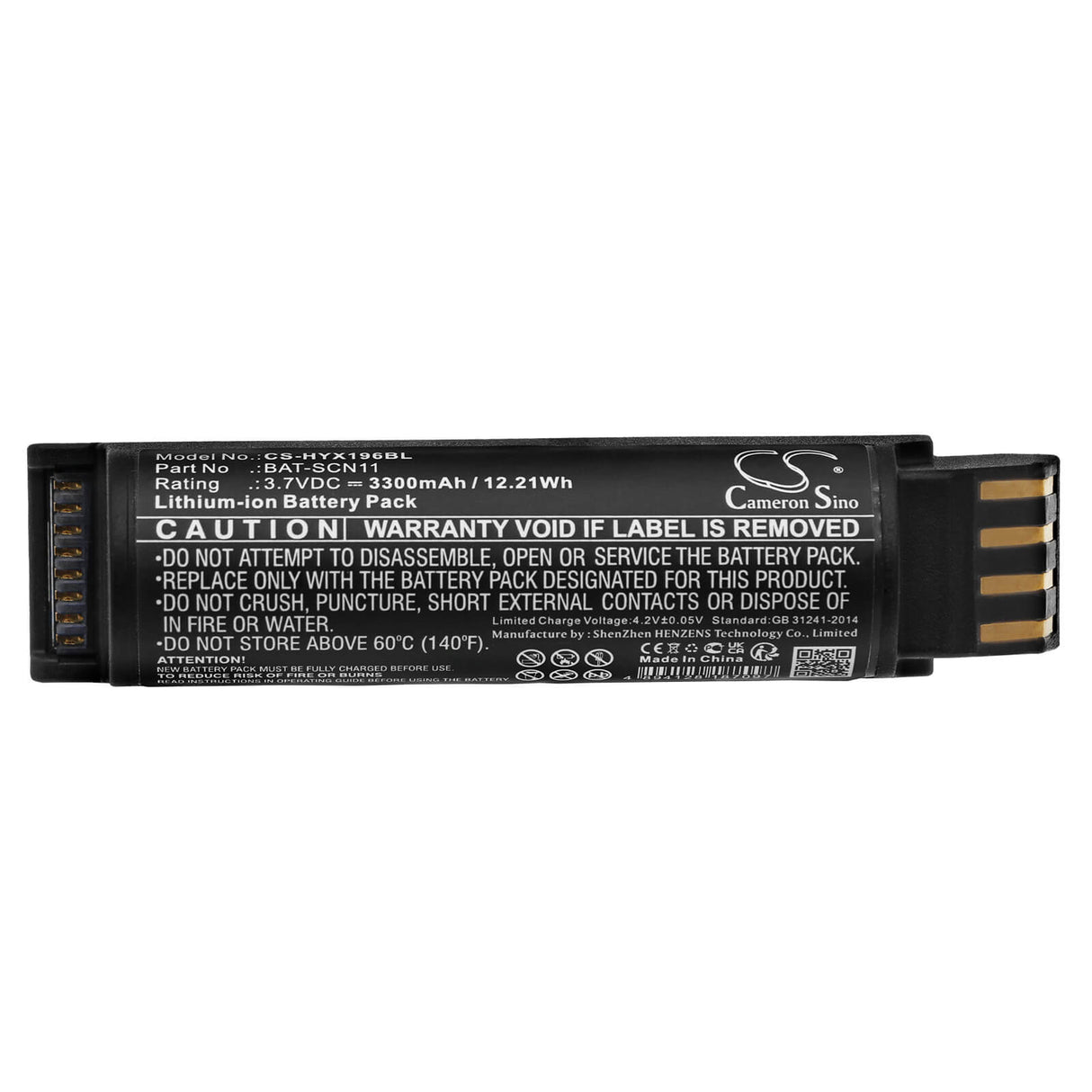 3.7v, Li-ion, 3300mah, Barcode Scanner Battery Fits Honeywell, Xenon Ultra 1960, Xenon Ultra 1960 Corded 2d, 12.21wh Barcode Scanner Cameron Sino Technology Limited