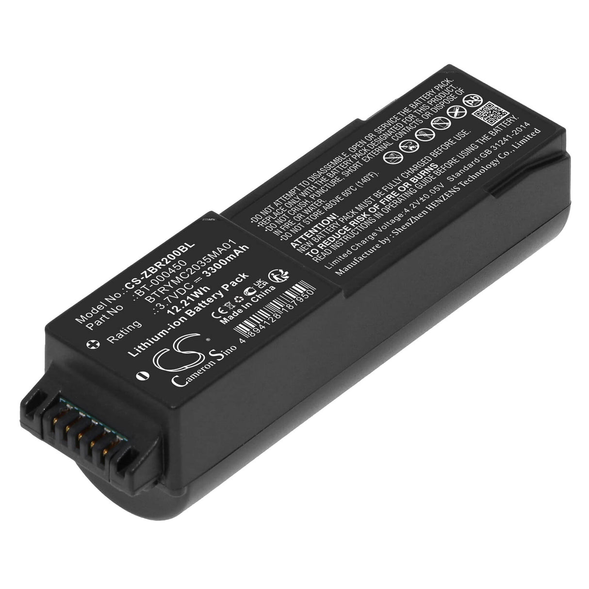 3.7v, Li-ion, 3300mah, Barcode Scanner Battery Fits Zebra, Mc20, 12.21wh Barcode Scanner Cameron Sino Technology Limited