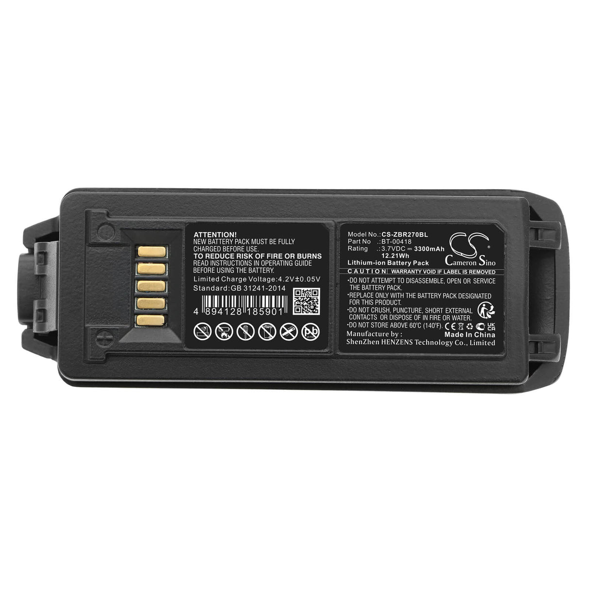 3.7v, Li-ion, 3300mah, Barcode Scanner Battery Fits Zebra, Mc2200, Mc2700, 12.21wh Barcode Scanner Cameron Sino Technology Limited