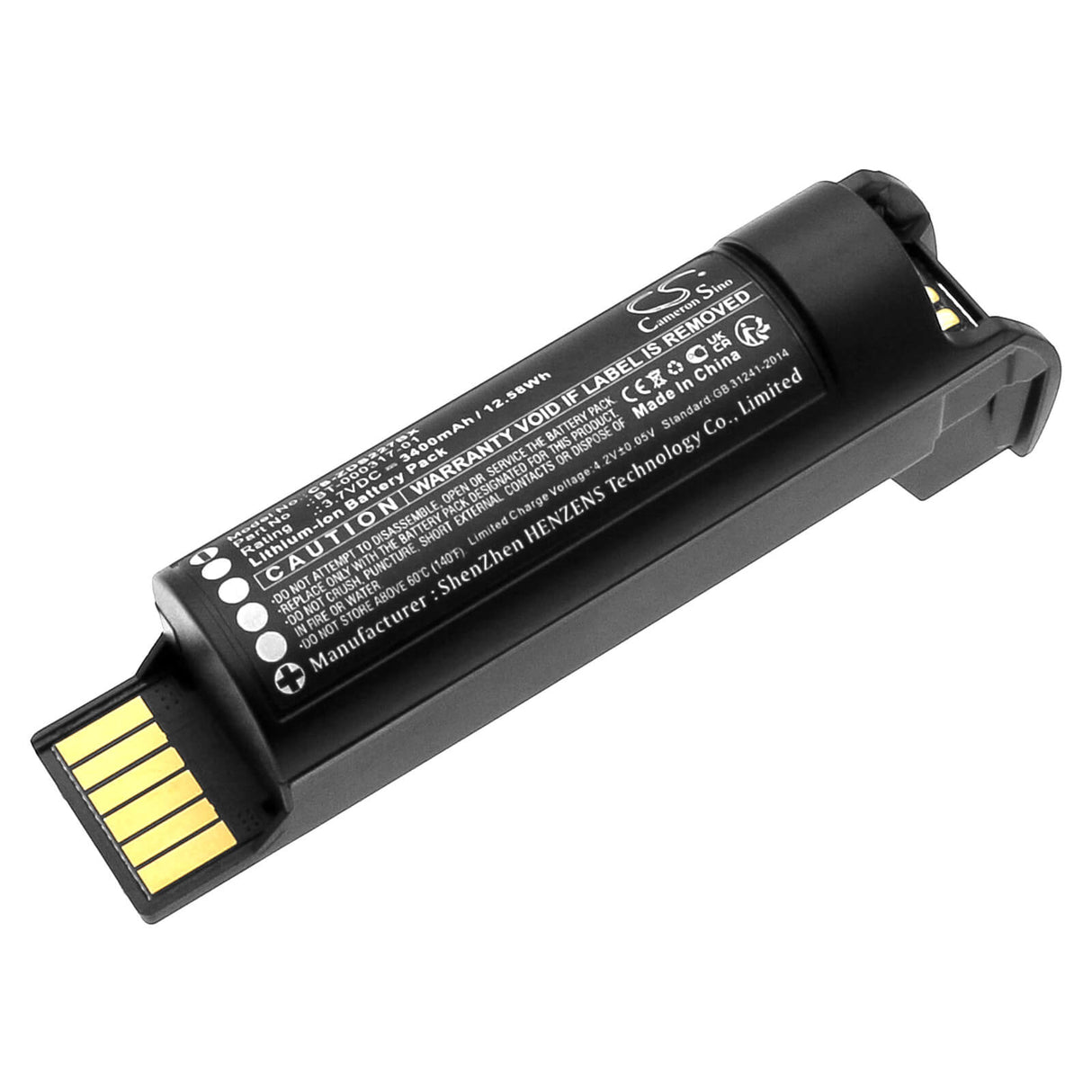 3.7v, Li-ion, 3400mah, Batterie de scanner de codes-barres compatible avec Zebra Cr2278, Cr2278-pc, 12.58wh Scanner de codes-barres Cameron Sino Technology Limited