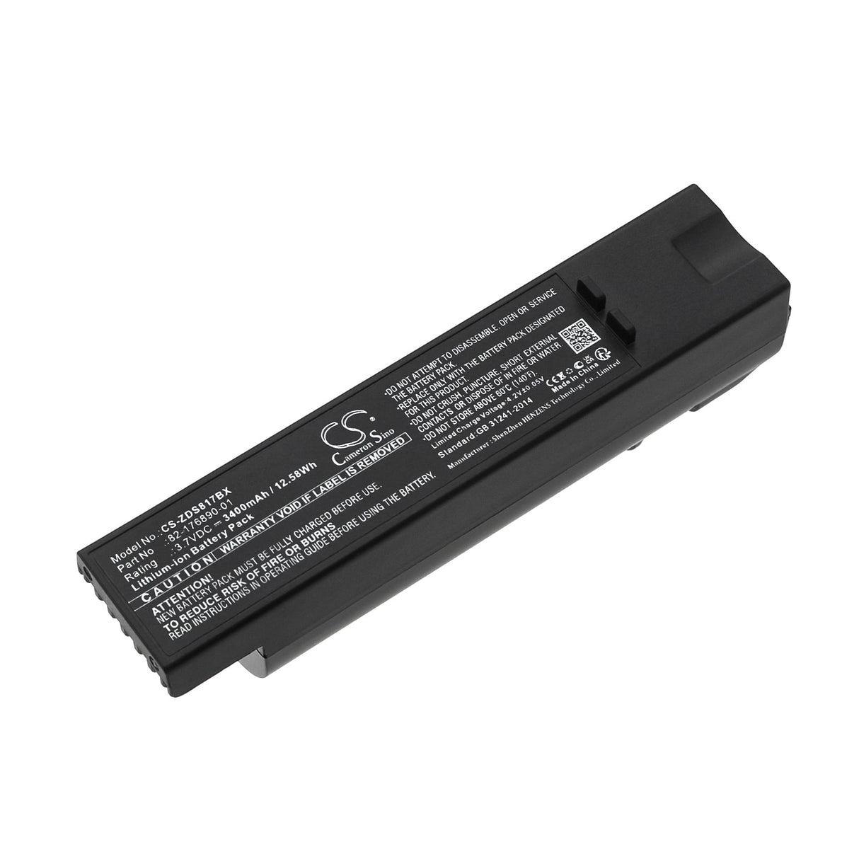 3,7V, Li-ion, 3400mAh, batterie de scanner de codes-barres compatible avec Zebra, Ds8100, Ds8170, 12,58Wh Scanner de codes-barres Cameron Sino Technology Limited