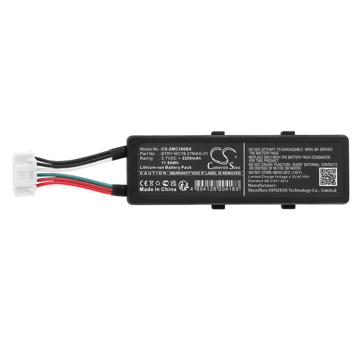 3.7v, Li-ion, 3400mah, Barcode scanner battery Fits Zebra Mc18, Mc18n0, 12.58wh Barcode Scanner Cameron Sino Technology Limited