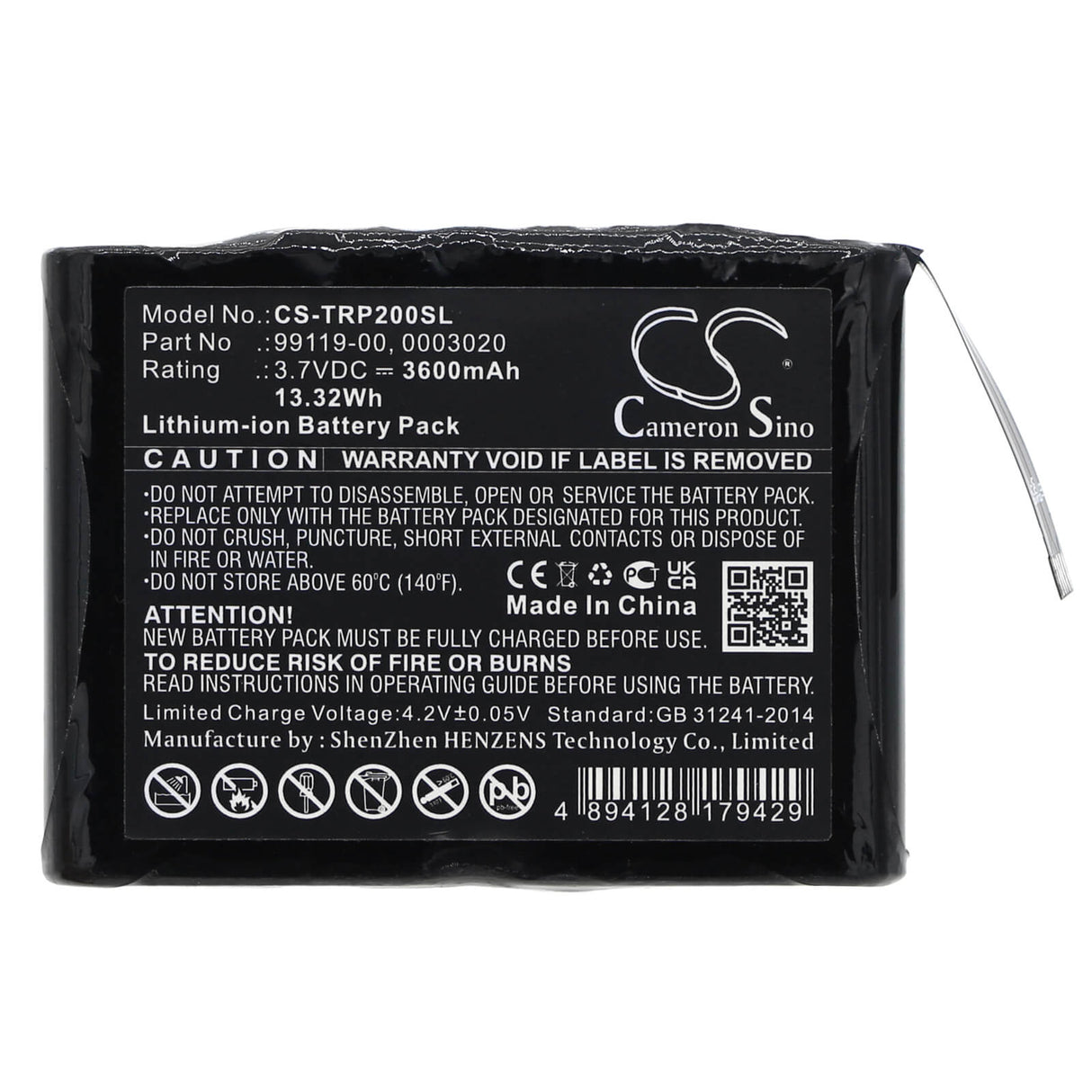 3,7V, Li-ion, 3600mAh, Batterie d'équipement compatible Trimble, 3020, PG200, R1, 13,32Wh Équipement, Enquête, Test Cameron Sino Technology Limited