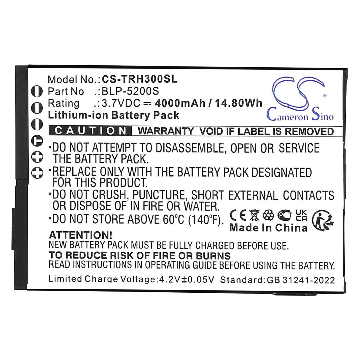 3.7V, Li-ion, 4000mAh, Equipment, Survey, Test battery fits Hi-target, Ihand 30 Data Controller, 14.80Wh Equipment, Survey, Test Cameron Sino Technology Limited